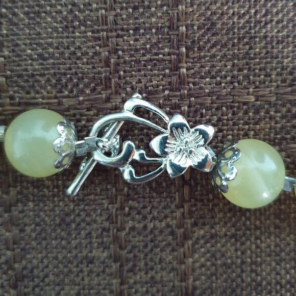 🌸 Elegant Natural Pale Nephrite Jade & Dyed Pink Agate Beaded Necklace 🌸 - Picture 5 of 13